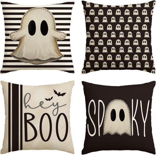 HOTROVEL Halloween 18 x 18 Inch Ghost Spooky Throw Pillow Covers