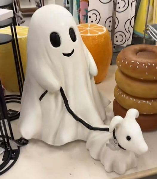 HOTROVEL 2024 New Halloween Ghost Walking Dog Statue