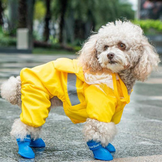 REFLECTIVE STRIP HOODED PET RAINCOAT