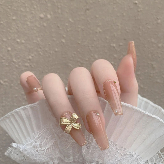 Nude Butterfly Medium Length Nail