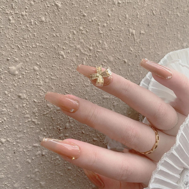 Nude Butterfly Medium Length Nail