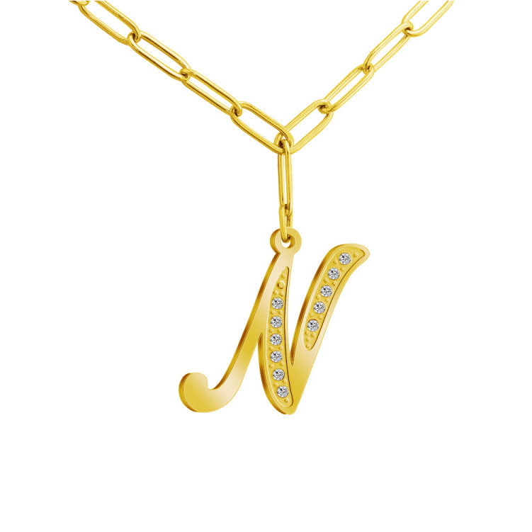 MLYJ 26 Letters Diamond Pendant