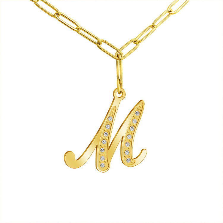 MLYJ 26 Letters Diamond Pendant