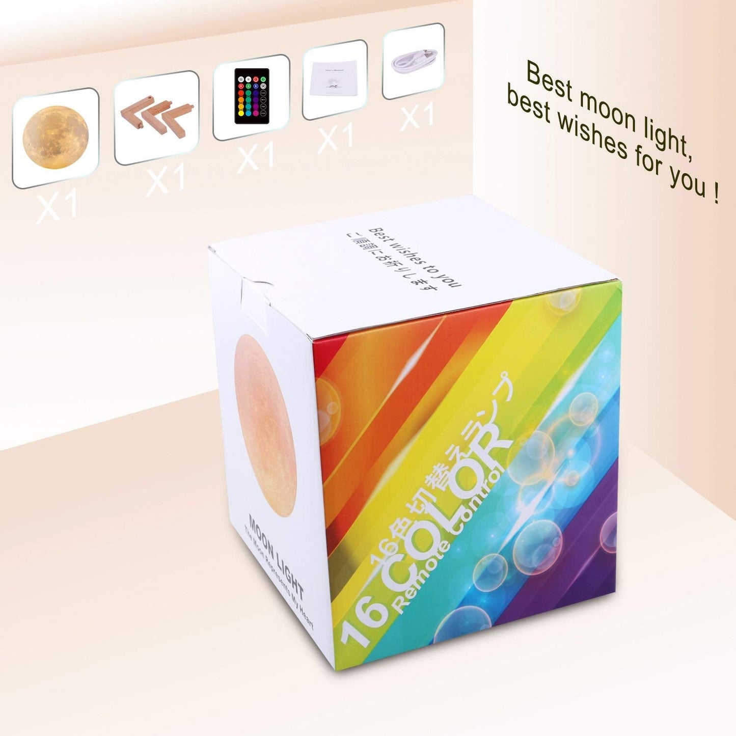 SEESEEGIFT-A 16 Colors LED 3D Moon Light