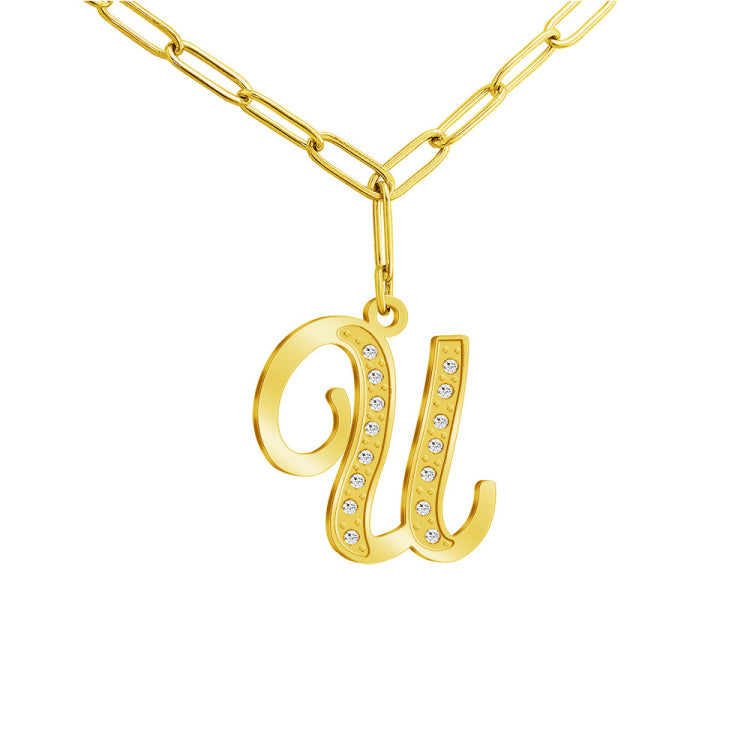 MLYJ 26 Letters Diamond Pendant