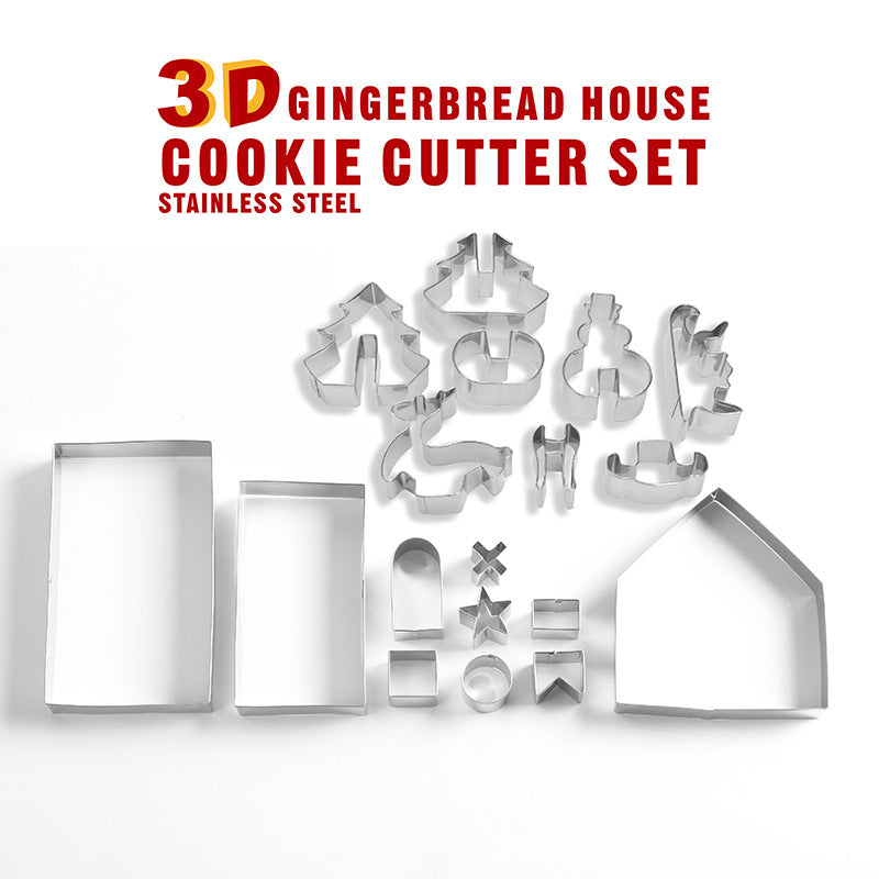 Christmas Gingerbread House Cookie Mold, 18-piece Set