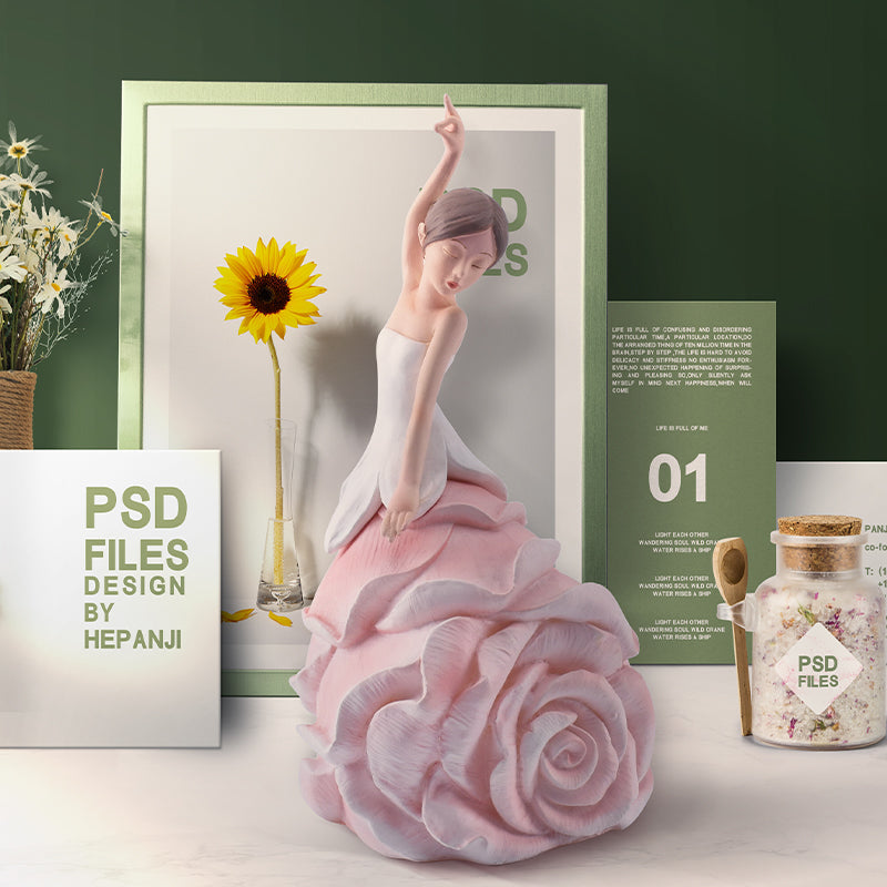 Pink Rose Girl Sculpture