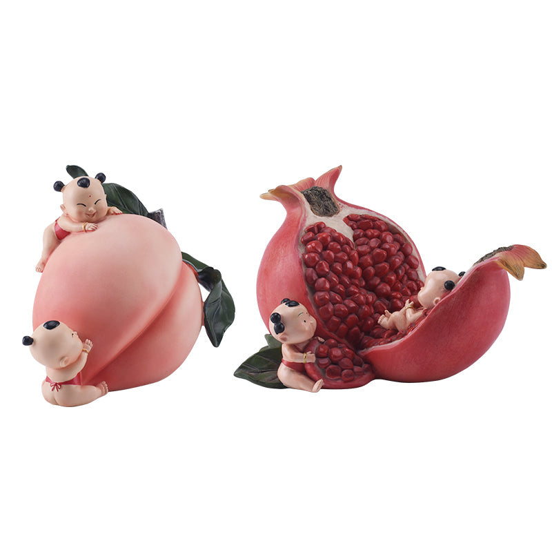 Chinese Peach Pomegranate Sculpture