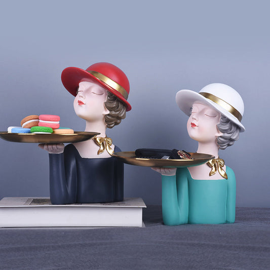 Hat Girl Tray Sculpture