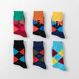 New Arrival British Style Full Colour Fashion Lattice Pattern Series Socks