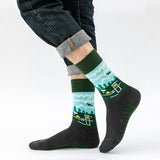 Autumn Winter New Long Tube Happy Socks Colorful Personality Abstract Painted Socks