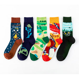 Autumn Winter New Long Tube Happy Socks Colorful Personality Abstract Painted Socks