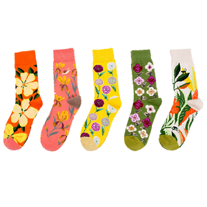 Elegant Bright Floral Socks 5-Pack