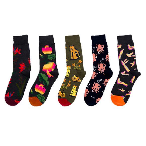 Dark Flower Animal Socks