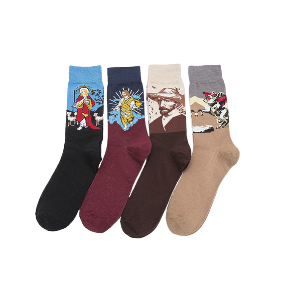 Oil Painting Portrait Series Socks