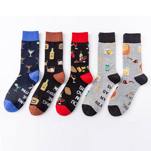 Alcohol & Tobacco & Personality Slogan Socks 5-Pack