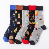 Alcohol & Tobacco & Personality Slogan Socks 5-Pack