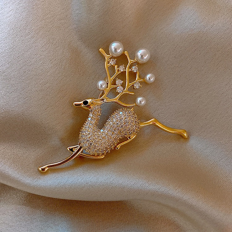 Full Rhinestone Fawn Brooch