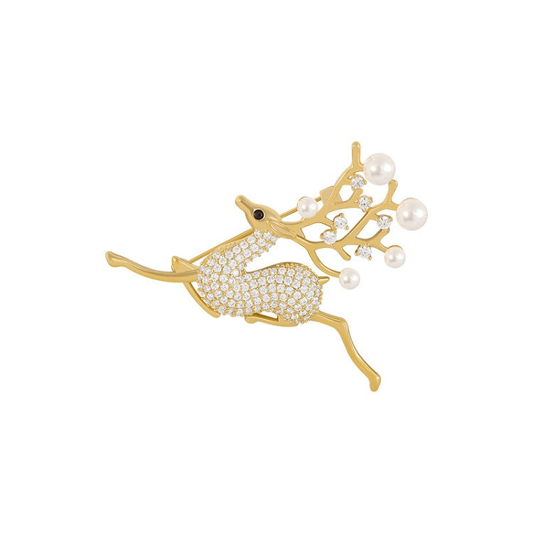 Full Rhinestone Fawn Brooch