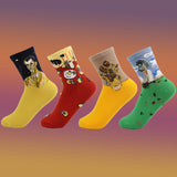 College Style Oil Painting Girl Socks