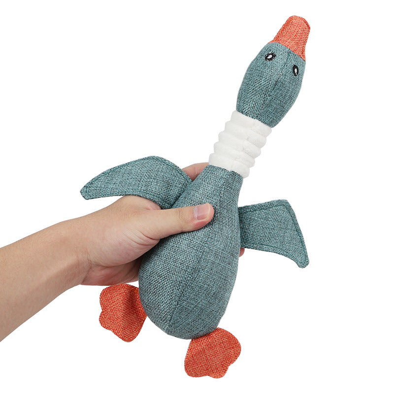 Denim Burlap Big Goose Sounding Toy