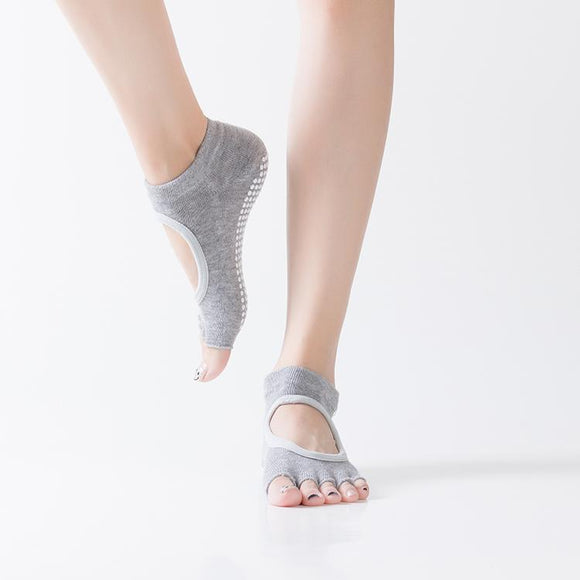 HJ Non-Slip Open Toe Backless Dispensing Yoga Socks