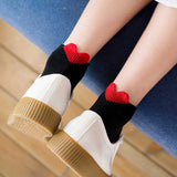 Thin cotton boat socks with shallow heel and heart shape