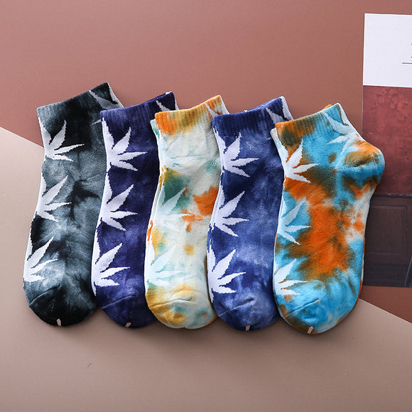 JSD Tie-Dye Maple leaf #1 Unisex Short Socks