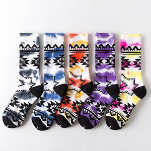 JSD Tie-Dye Geometric Jacquard Unisex Socks