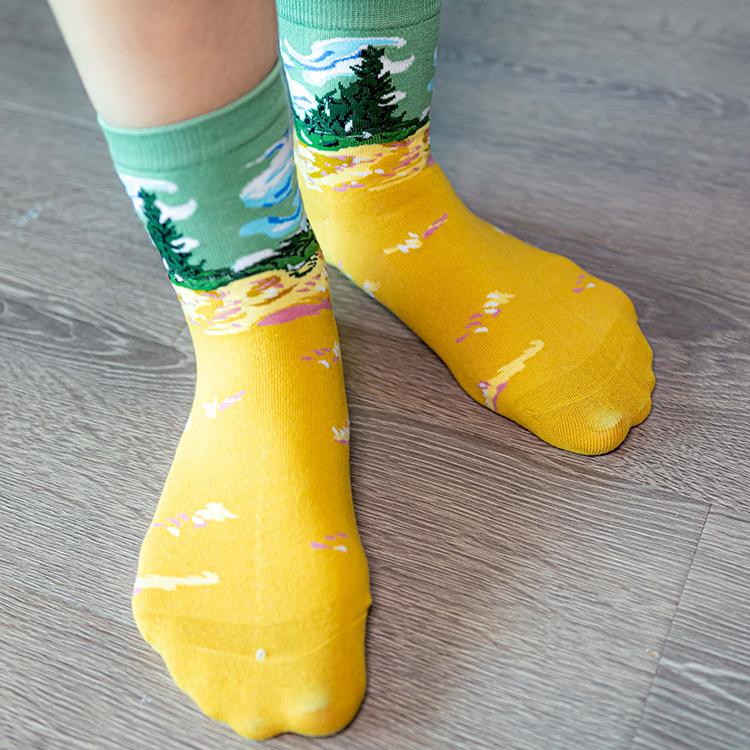 Landscape Portrait Oil Painting Socks