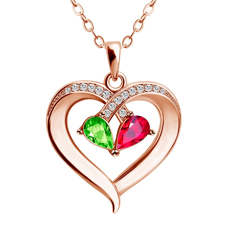 MLYJ Two-tone Peach Heart Necklace