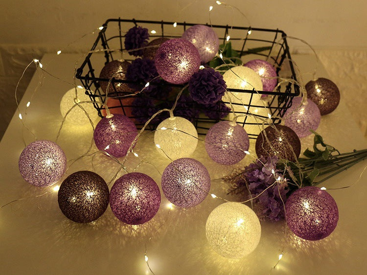 Christmas Cotton Ball Garland String Lights