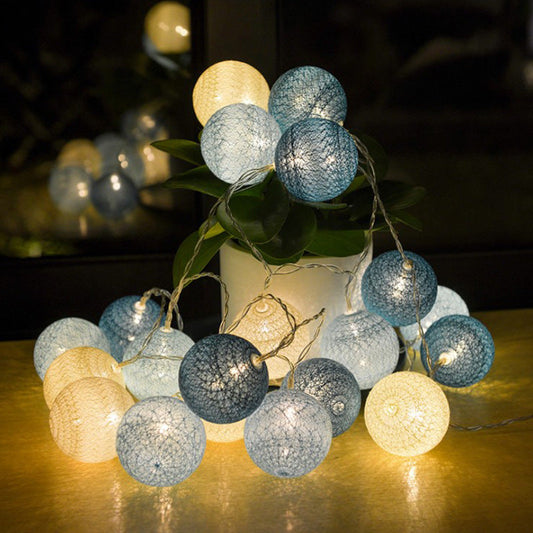 Christmas Cotton Ball Garland String Lights