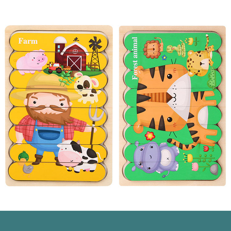 Wooden Strip Shape Double‑Sided Puzzles