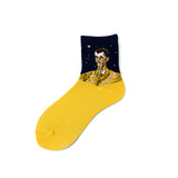 College Style Oil Painting Girl Socks