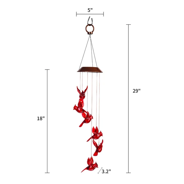 Red Bird Wind Chime Light