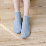 Lace edge Pure color Women's Low Socks