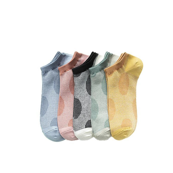 Bright color Round spot Low Socks