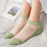 Ice Silk Solid Color Cute Low Socks