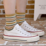 Ice Silk Round Stripes Cute Low Socks