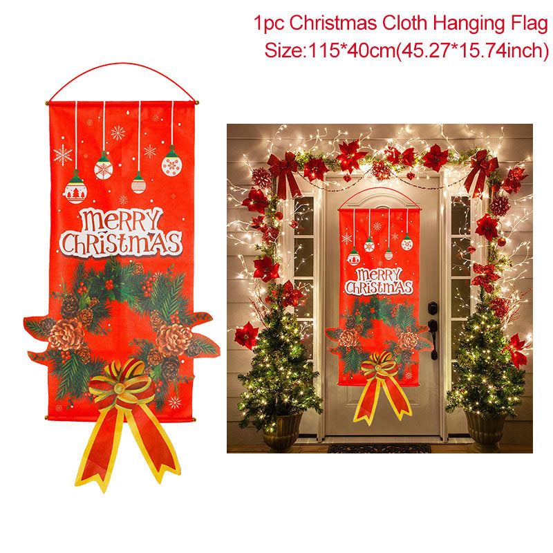 Merry Christmas Porch Door Banner Hanging Ornament 