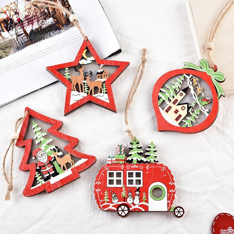 Creative Decorations For Christmas Tree Wood (4PCS)