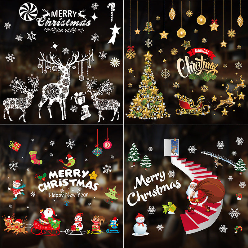 Christmas Glass Static Paste Color Window Display