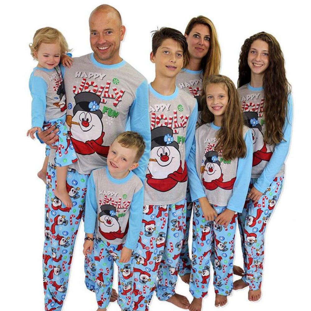 Christmas Snowman Print Parent-child Pajamas Set