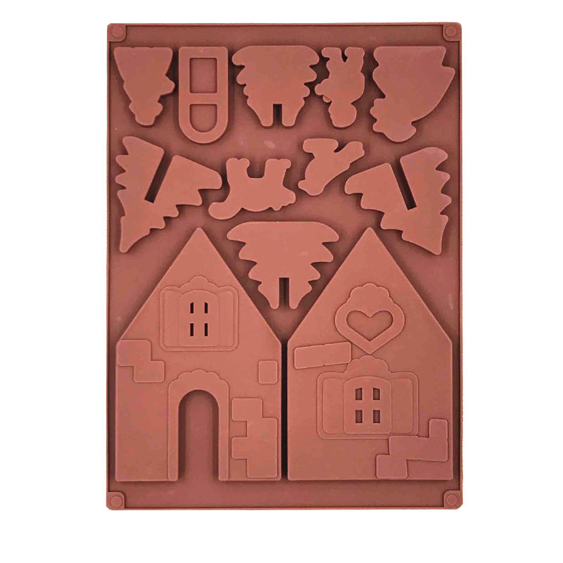 Christmas House Silicone Chocolate Mold, Fondant Mold