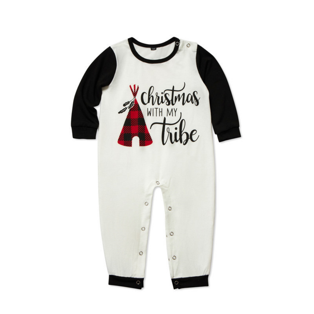 Christmas Letter Plaid Print Parent-child Pajamas Set (with Pet Dog Clothes)