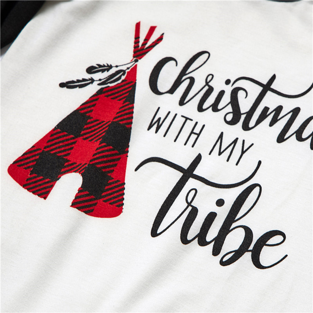 Christmas Letter Plaid Print Parent-child Pajamas Set (with Pet Dog Clothes)