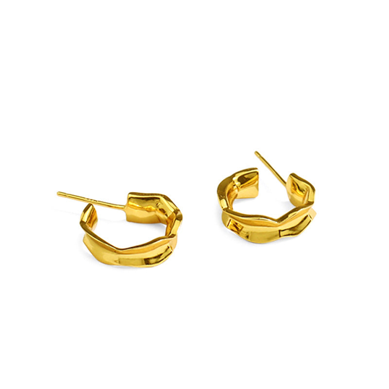 C-shaped Warped Edge Earrings