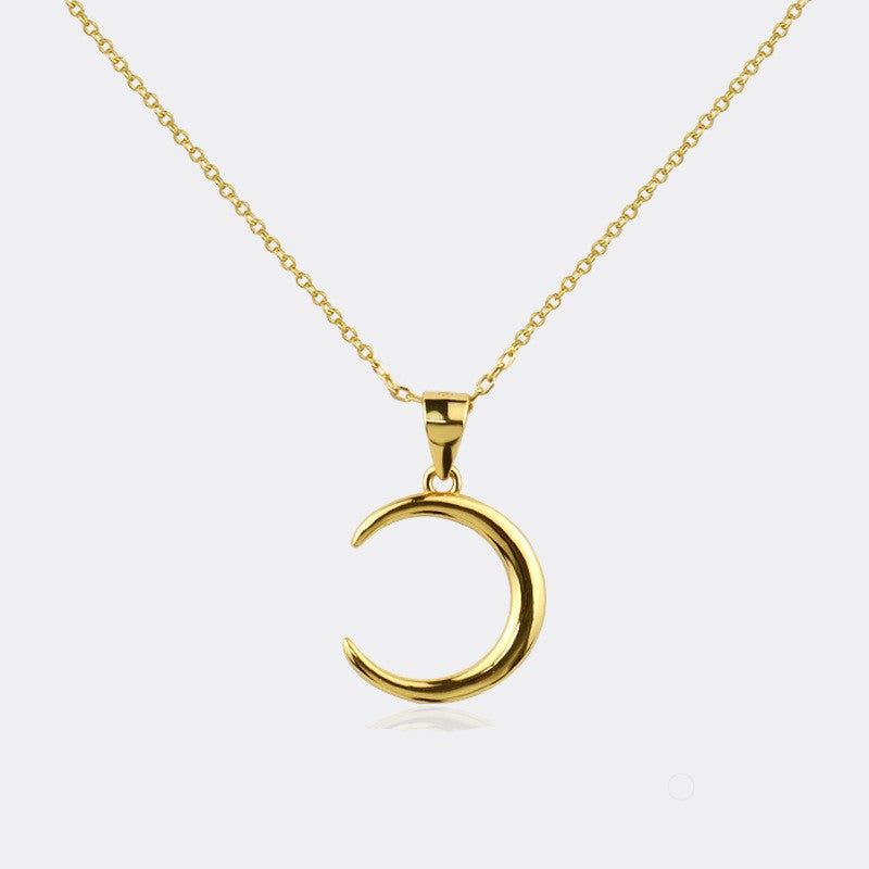 C-shaped Waning Crescent Moon Necklace 04